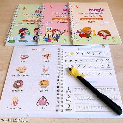 Magic Book for Kids, Sink Magic Practice CopyBook, (4 Books+10 Refills+1 Pen+1 Grip) ( Pack Of 1 )